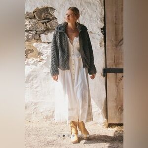 Anthropologie Pilco Textured Faux Fur Jacket